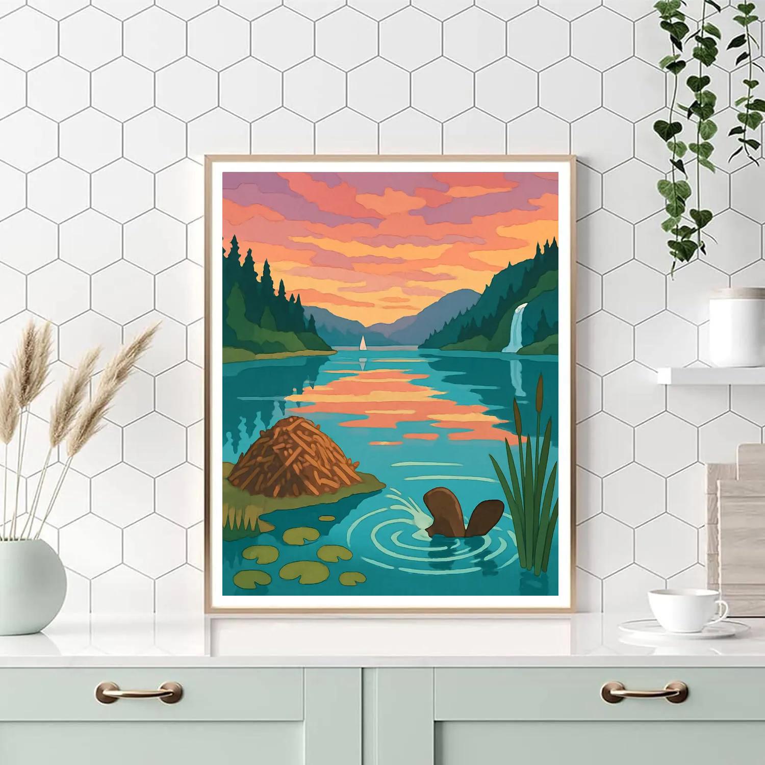 Kaleidoscope Shoreline Lake painting number kit