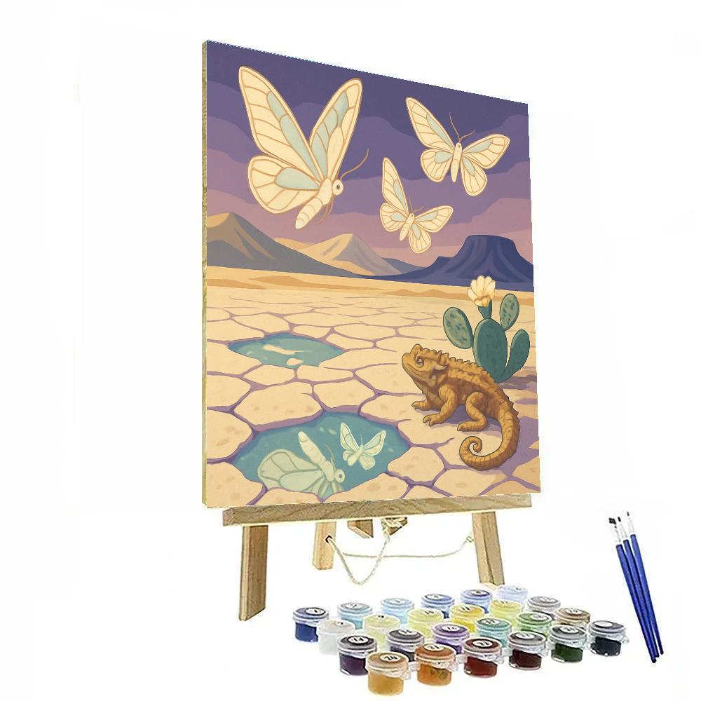 Glasswing Moths Over Desert Salt Flats DIY paint by numbers