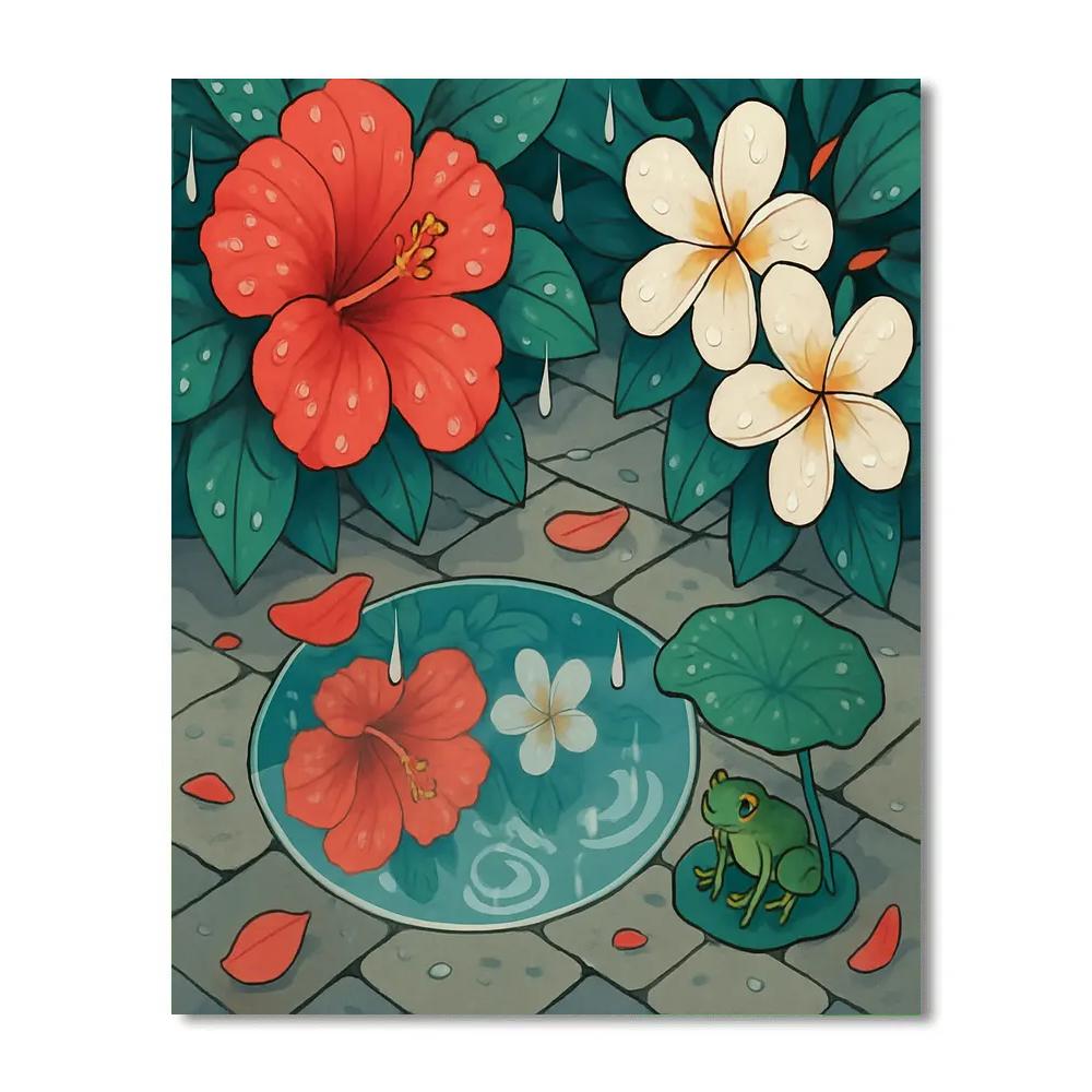 Floral Monsoon Courtyard Mosaic paint by color