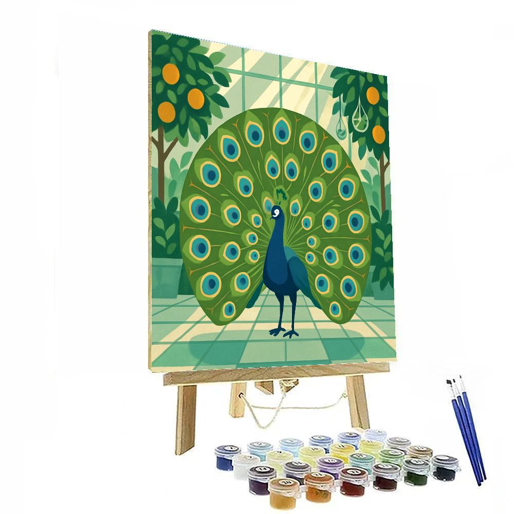 Glasshouse Clockwork Peacock Courtship Painting by numbers kit