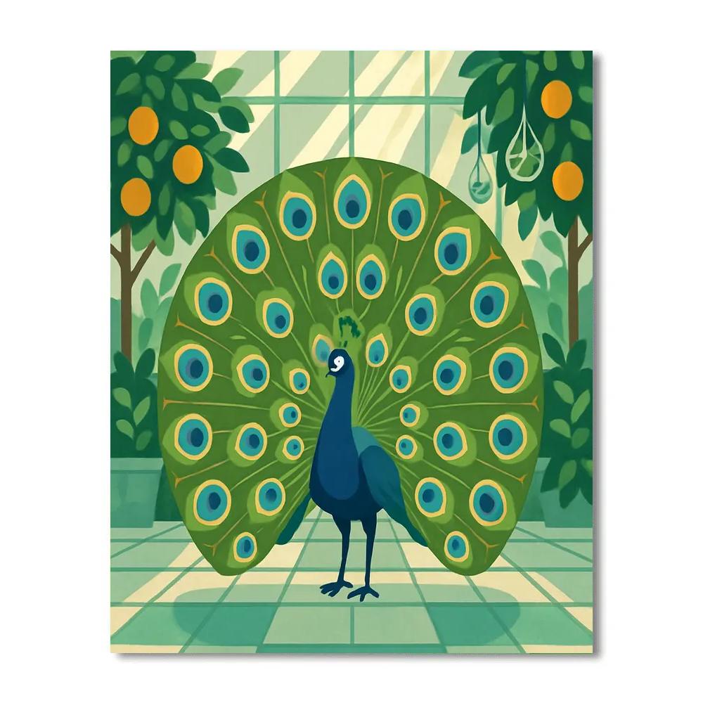 Glasshouse Clockwork Peacock Courtship Painting by numbers kit
