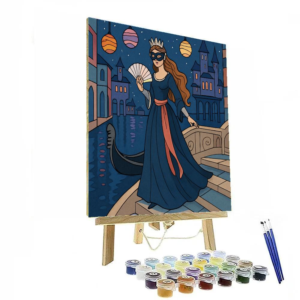 Moonlit Canal Masquerade With Princess Silhouette Number painting