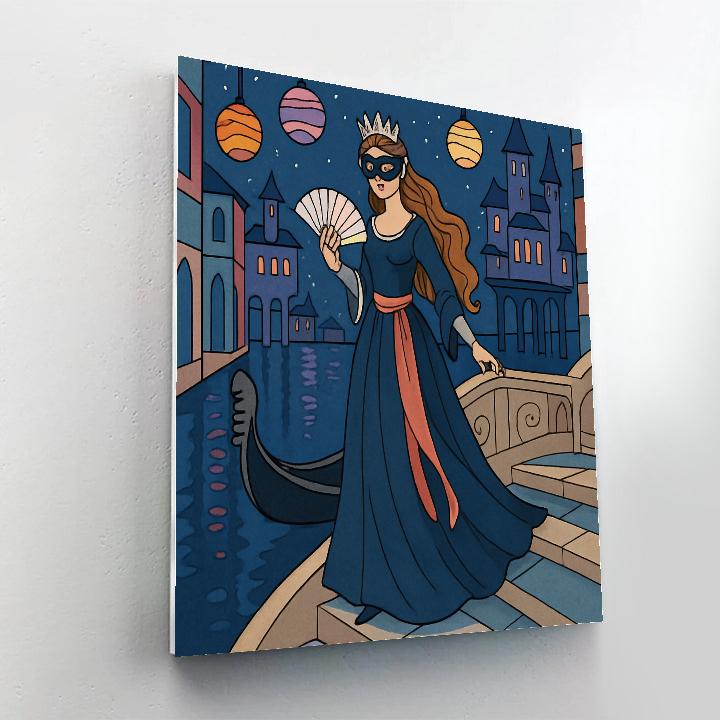 Moonlit Canal Masquerade With Princess Silhouette Number painting