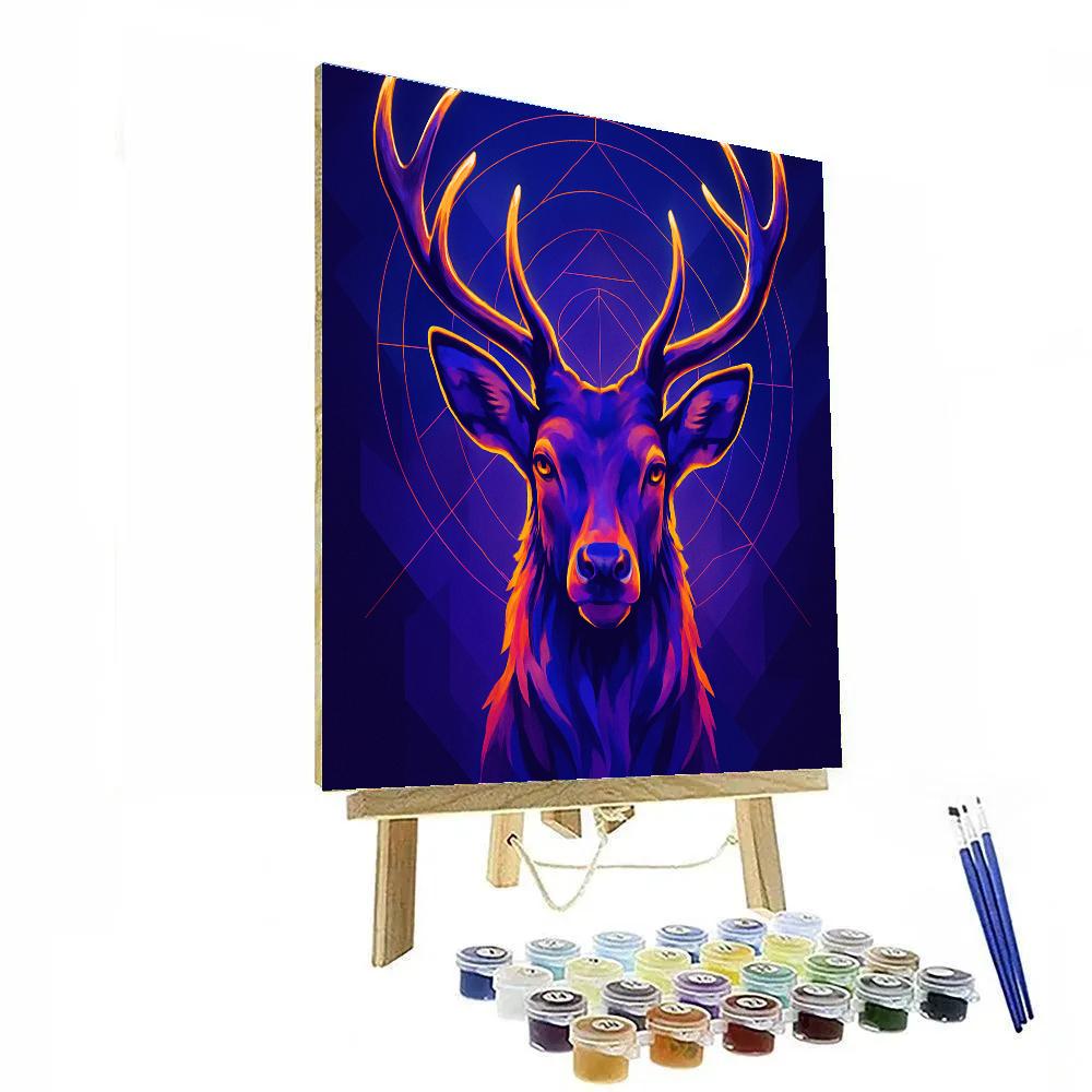 Royal Indigo Stag Mirror Gaze Number painting