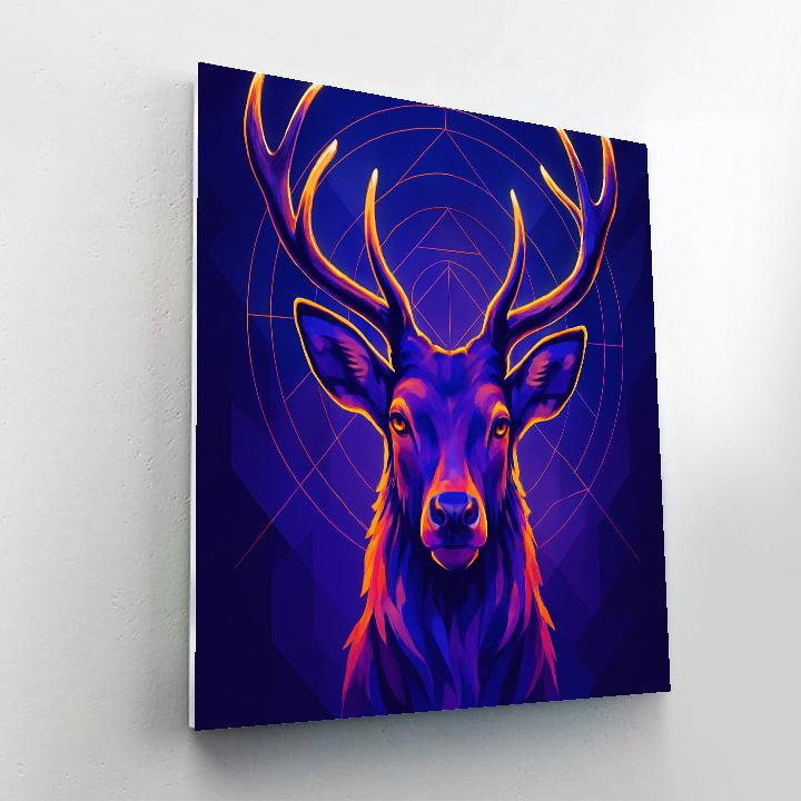 Royal Indigo Stag Mirror Gaze Number painting