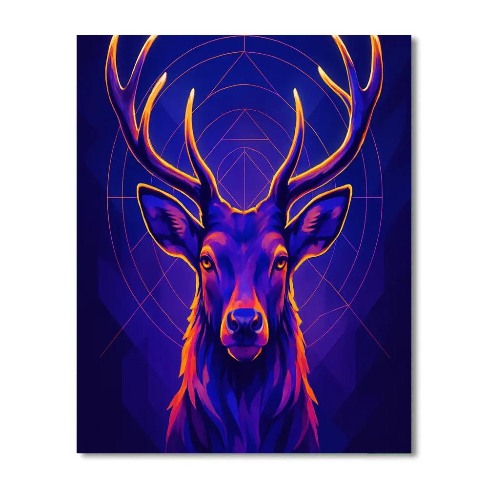Royal Indigo Stag Mirror Gaze Number painting