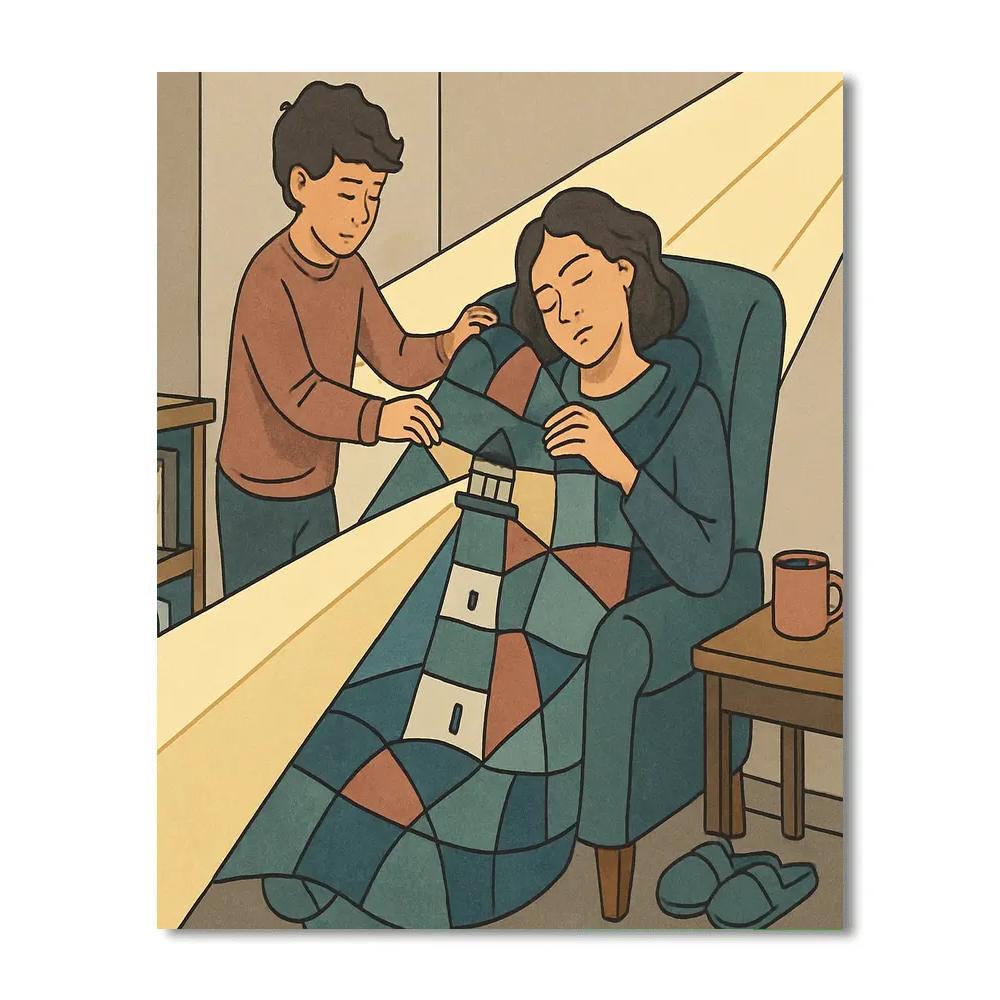 Lighthouse Quilt For A Sleeping Mother Paint by numbers art