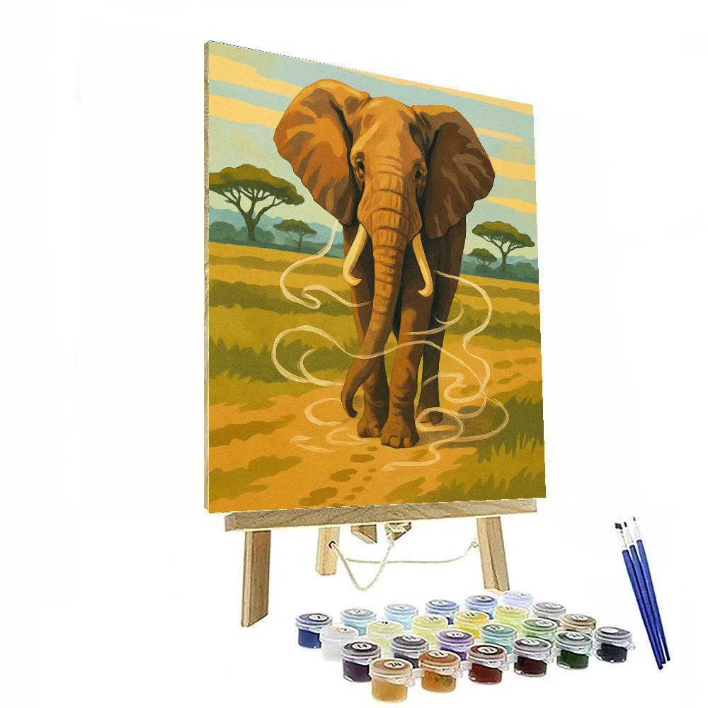 Savannah Windmap With Elephant Shadows Numbered painting kits