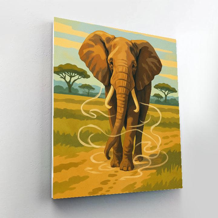 Savannah Windmap With Elephant Shadows Numbered painting kits