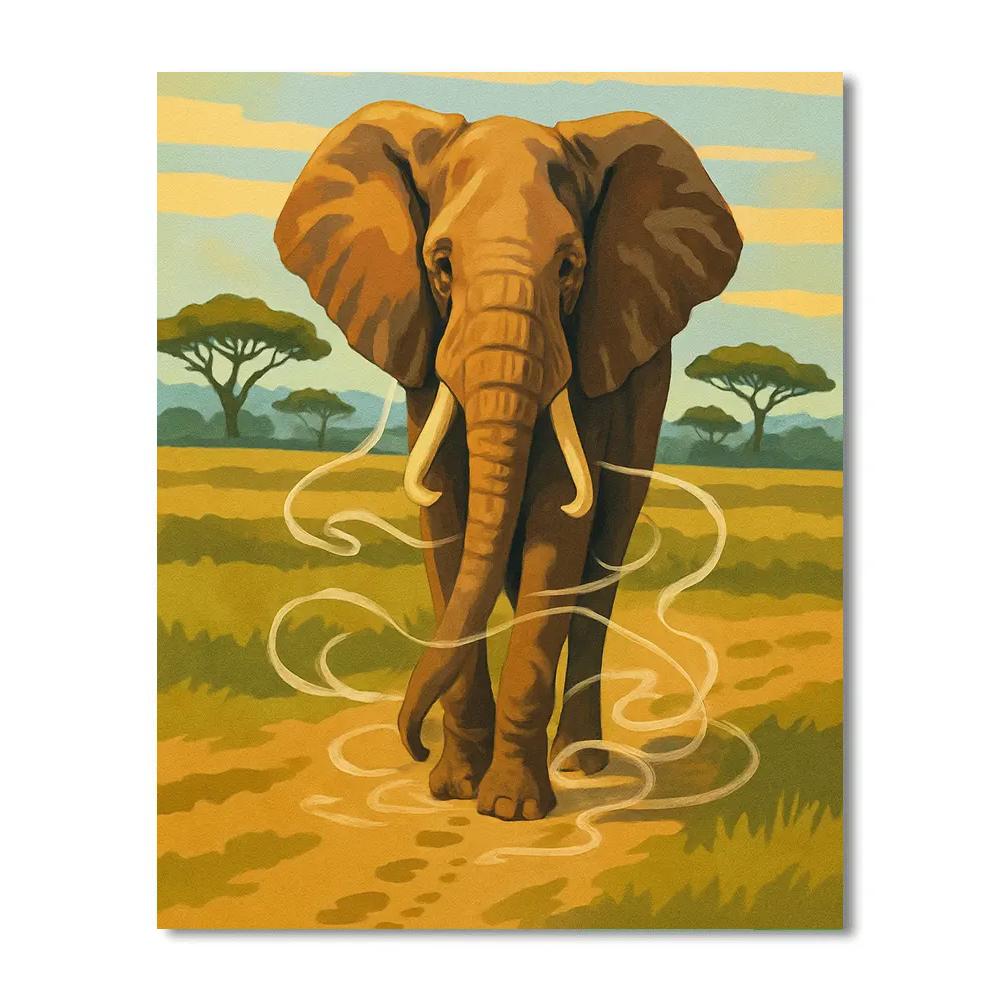 Savannah Windmap With Elephant Shadows Numbered painting kits