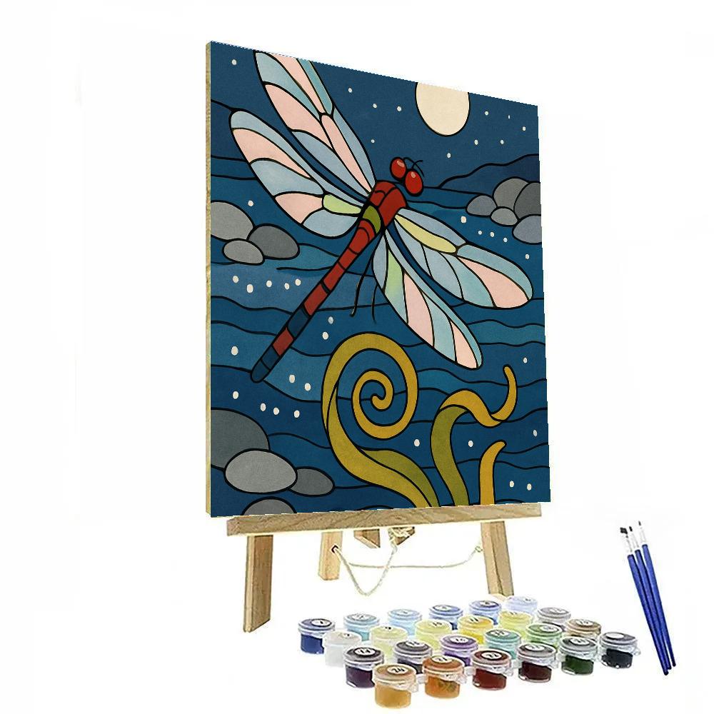 Moonlit Kelp Pool With Dragonfly Whirl Numbered painting kits