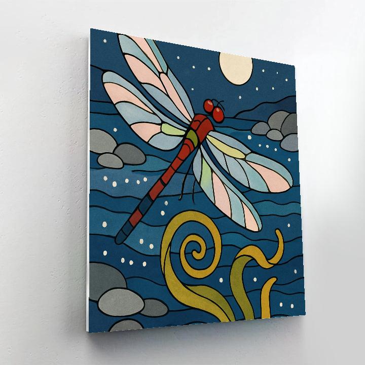 Moonlit Kelp Pool With Dragonfly Whirl Numbered painting kits