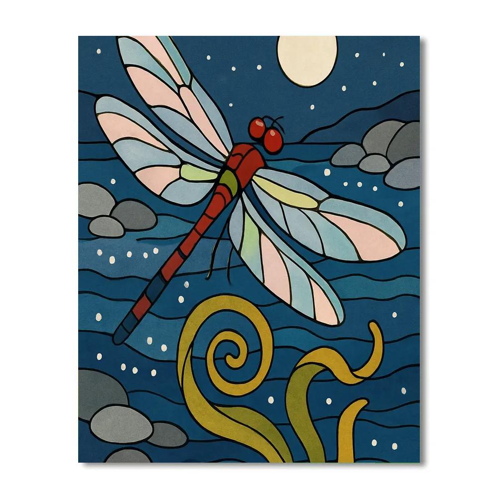 Moonlit Kelp Pool With Dragonfly Whirl Numbered painting kits
