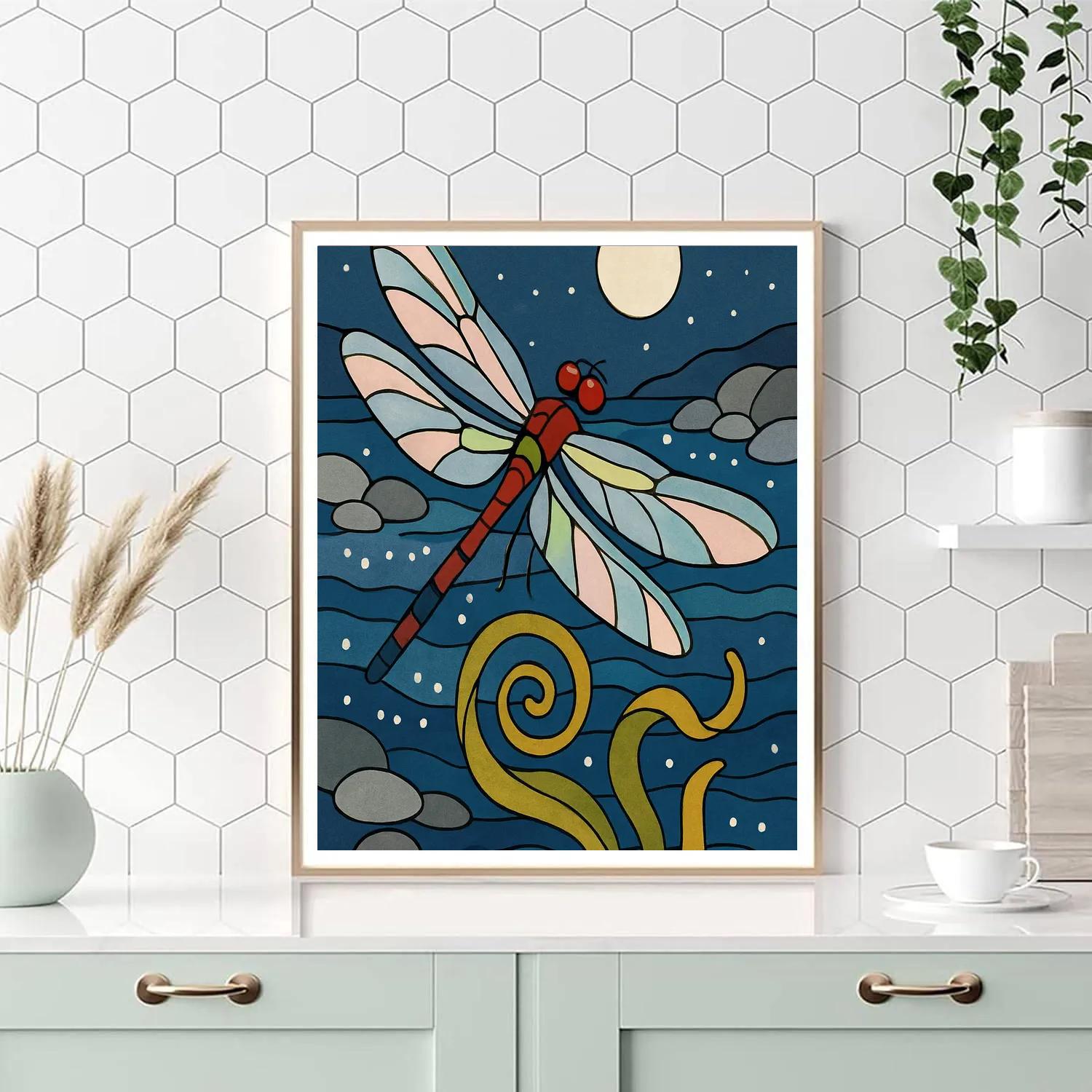 Moonlit Kelp Pool With Dragonfly Whirl Numbered painting kits