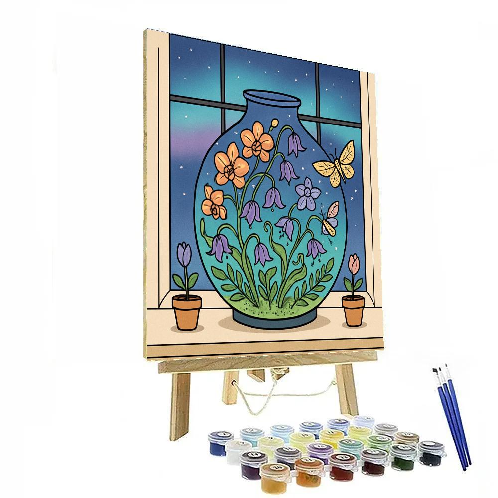 Terrarium With Floral Aurora paint by color