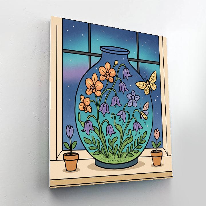 Terrarium With Floral Aurora paint by color