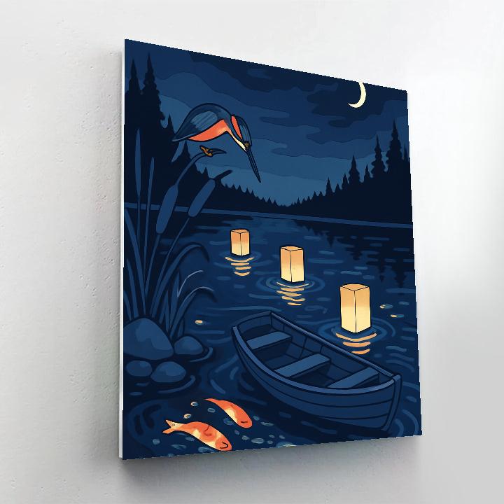 Rowboat Under Lantern Skies At The Lake paint by numbers