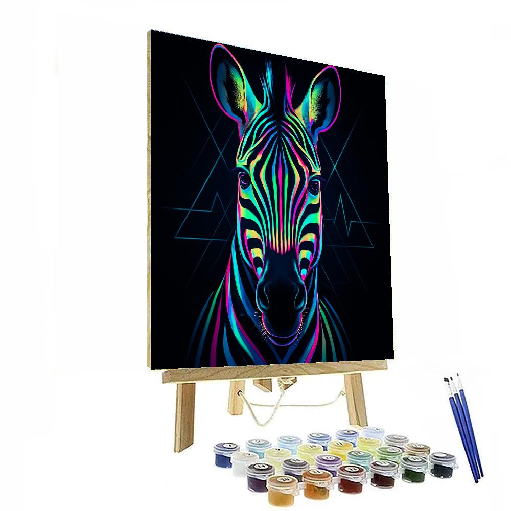 Electric Zebra Pulse Geometry DIY paint by numbers