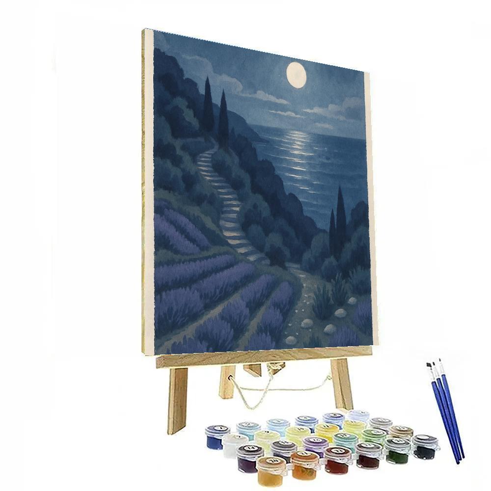 Moonlit Lavender Terraces By The Quiet Sea painting number kit