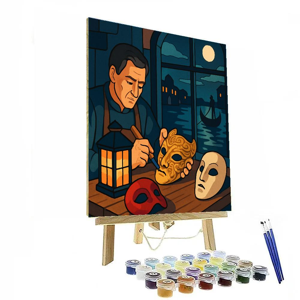 Mask Maker Workshop In Italy At Midnight Number painting
