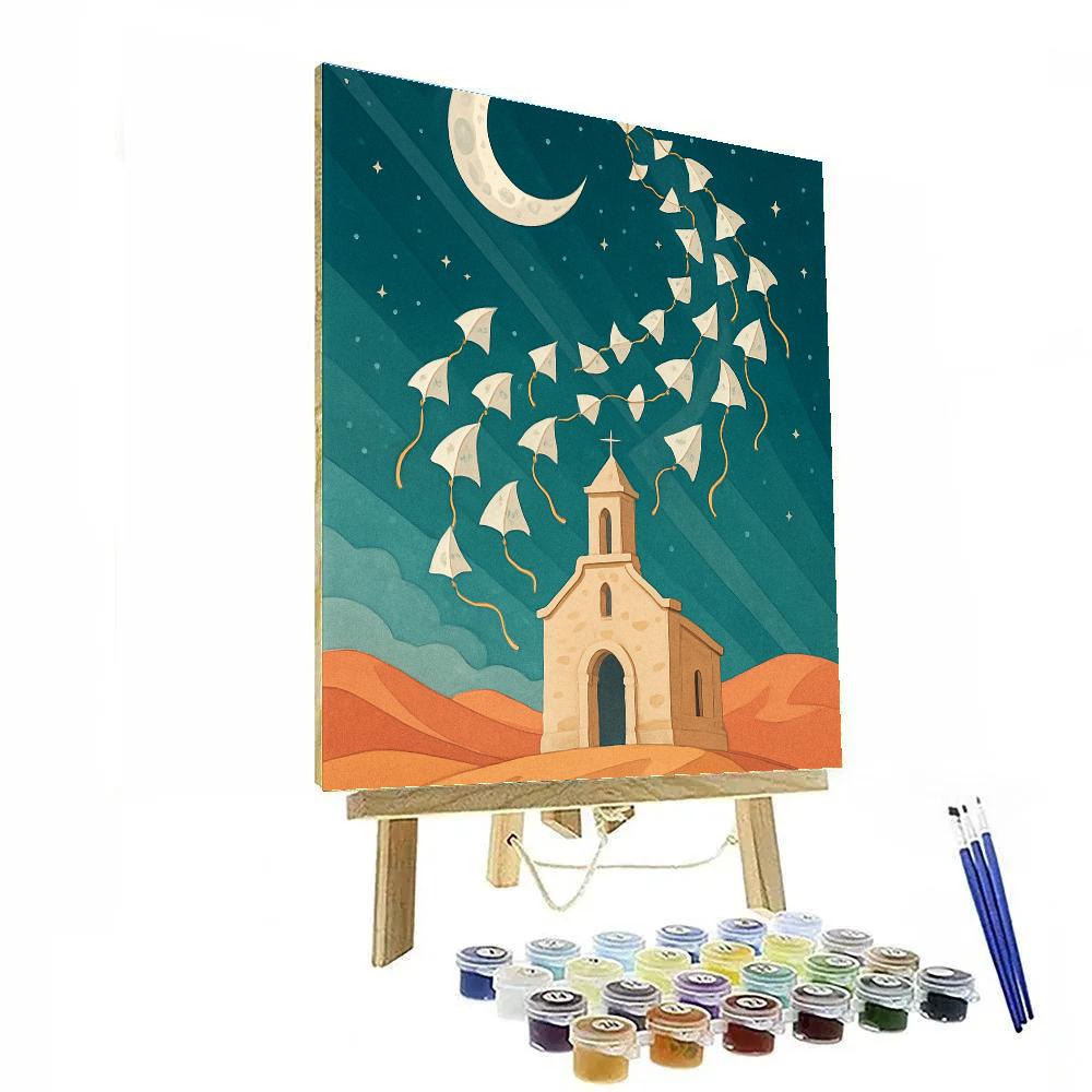 Cathedral Of Kites Under Moonlight Numbered painting kits