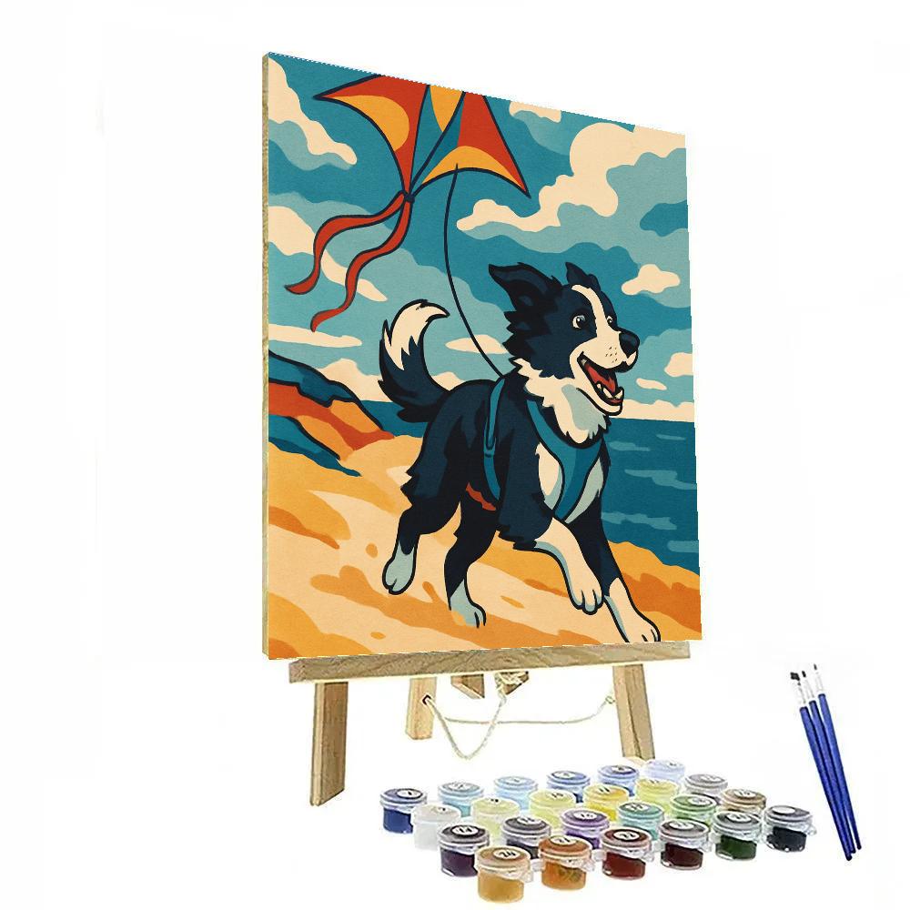 Sky Sailor Dog Kite Adventure paint by numbers
