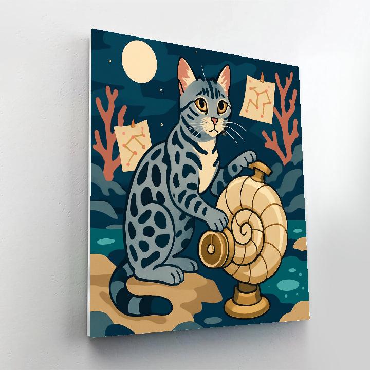 Tideglass Observatory Cat paint by numbers