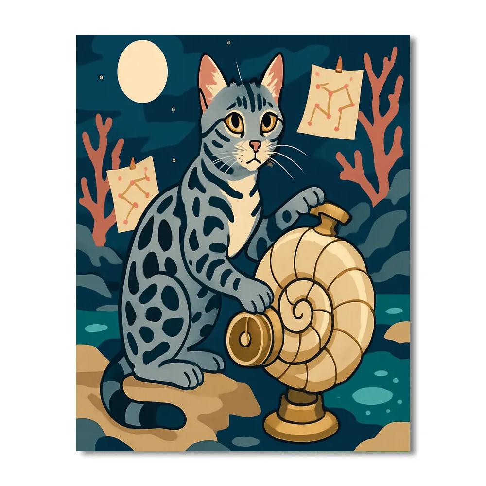 Tideglass Observatory Cat paint by numbers