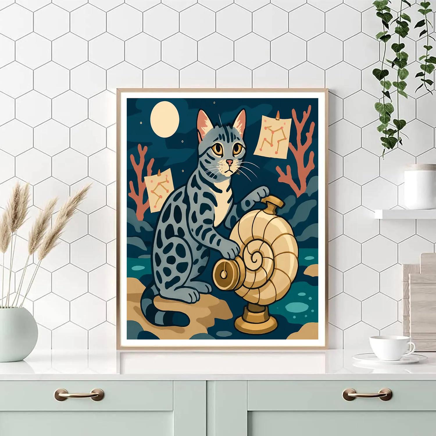 Tideglass Observatory Cat paint by numbers