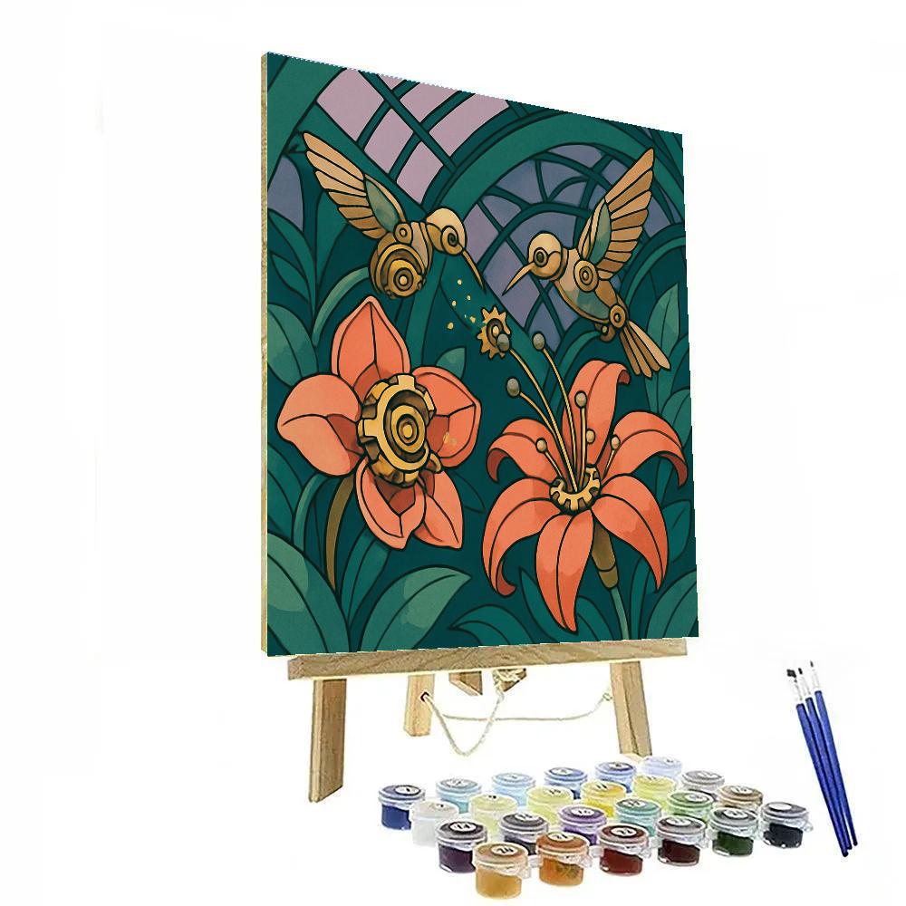 Clockwork Flowers Conservatory Scene paint by color