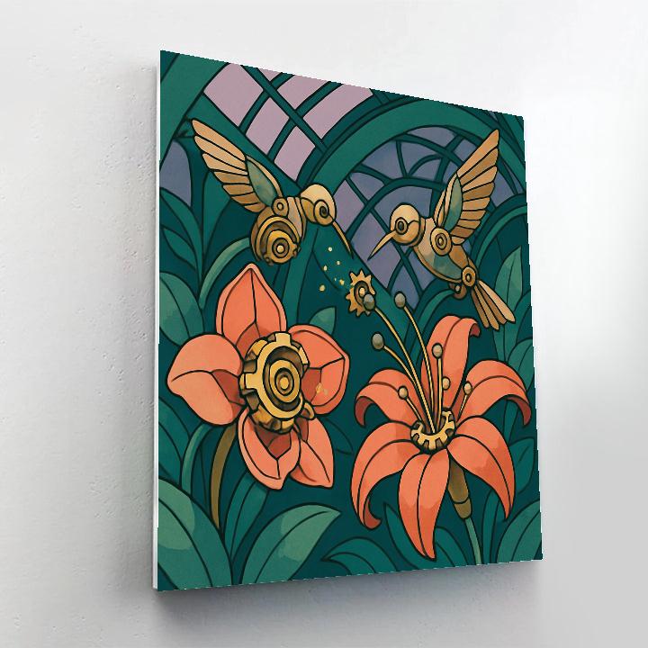 Clockwork Flowers Conservatory Scene paint by color