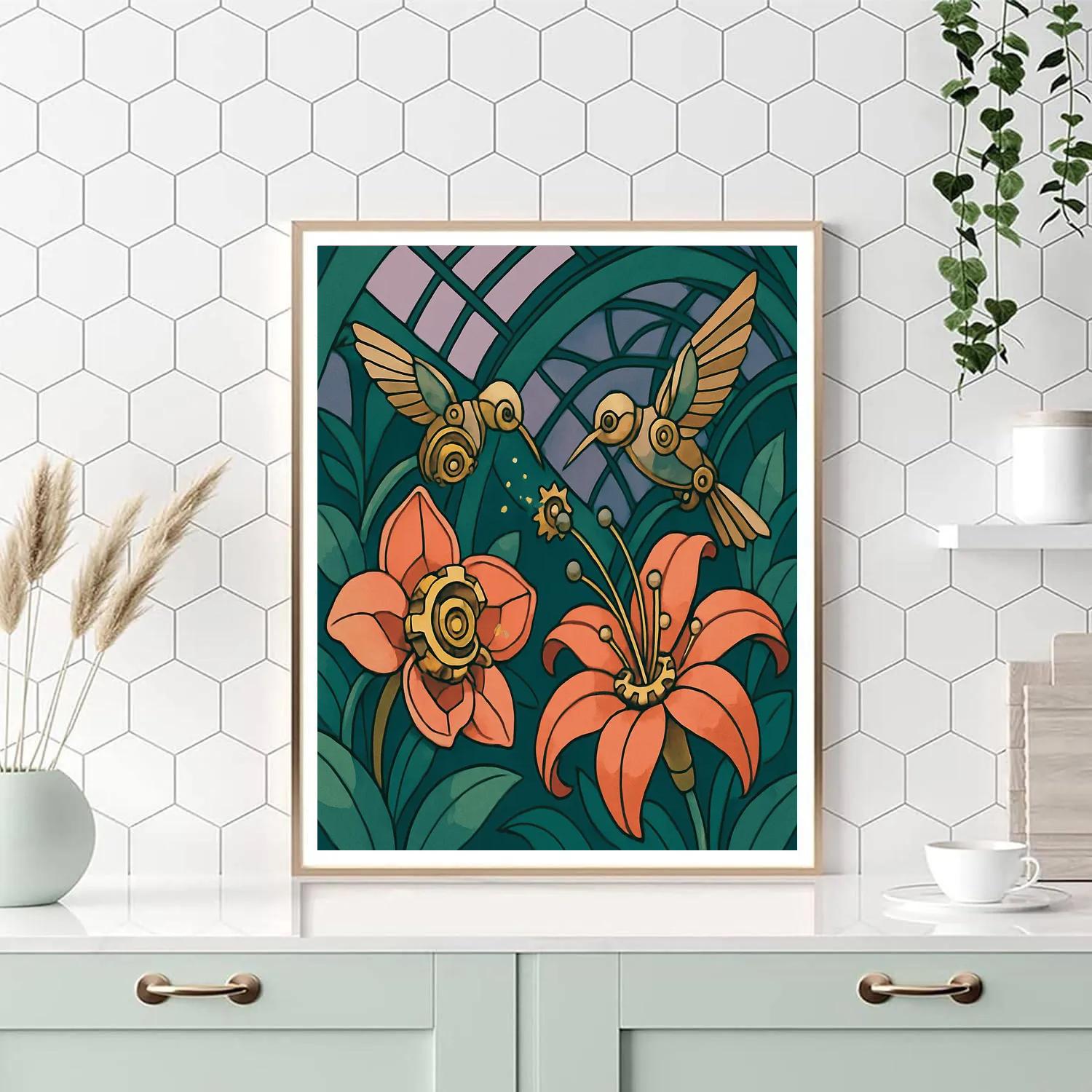 Clockwork Flowers Conservatory Scene paint by color