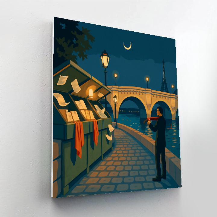 Arcade Bookstalls In Paris Twilight paint by numbers