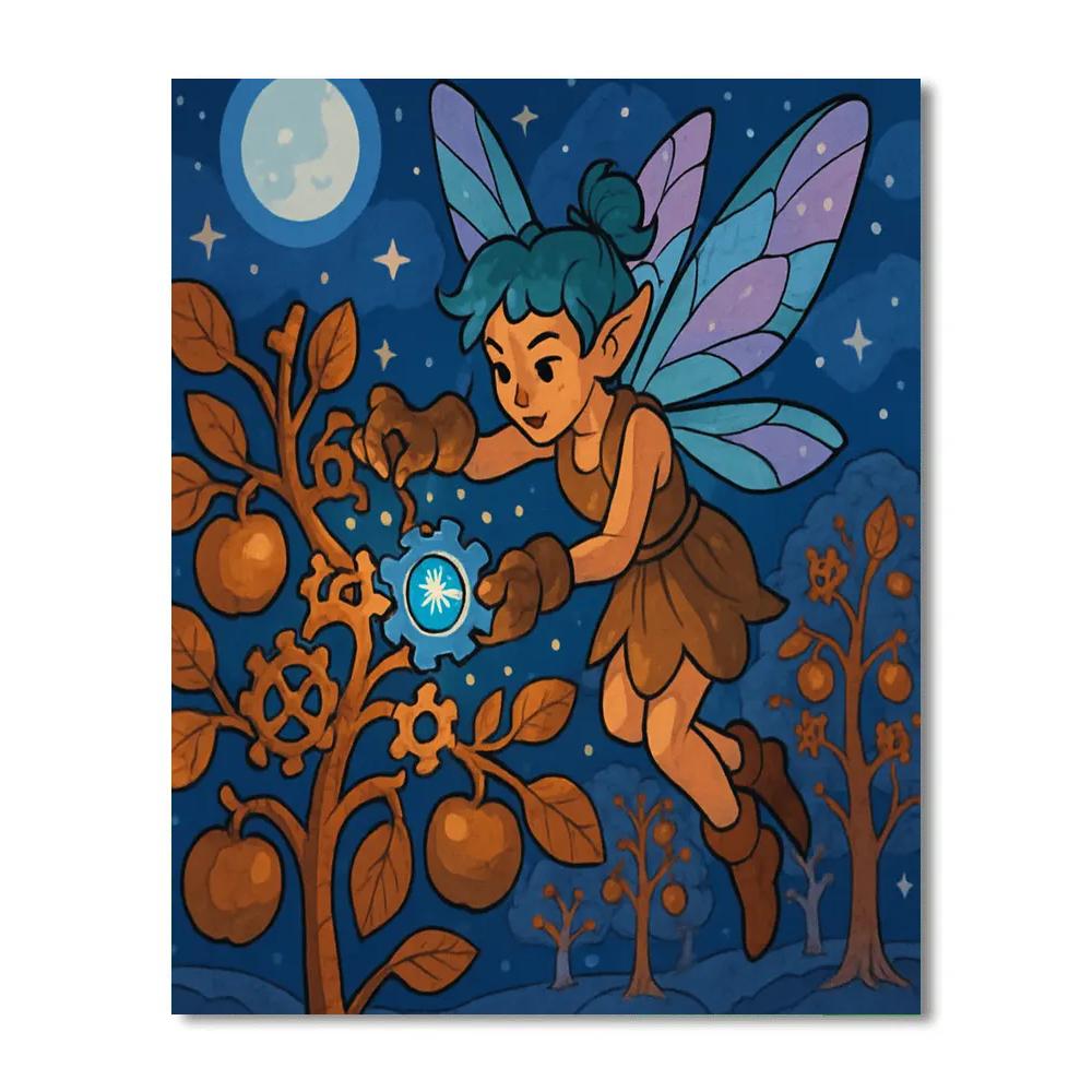 Clockwork Orchard Fairy Paint by numbers art