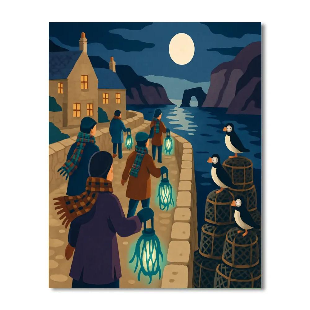 Kelp Lantern Procession In Scotland Twilight Paint by numbers kits