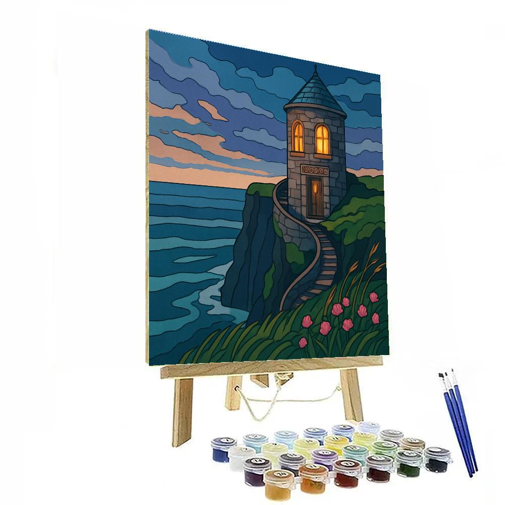 Lanternlit Ireland Cliff Library paint by numbers