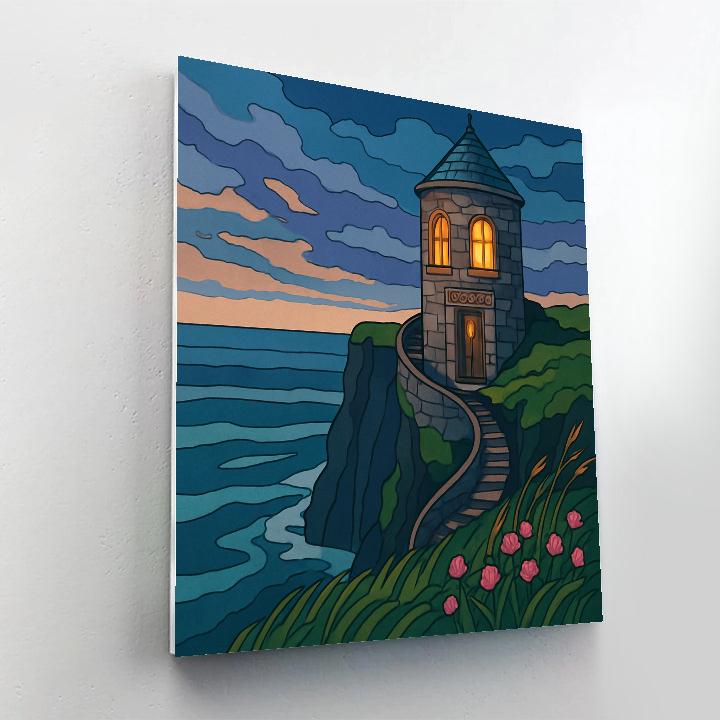 Lanternlit Ireland Cliff Library paint by numbers