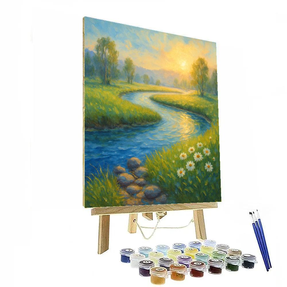 Sunrise Mist Over The Sapphire River Bend DIY paint by numbers