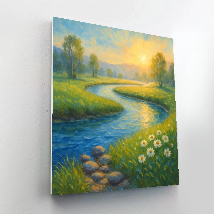 Sunrise Mist Over The Sapphire River Bend DIY paint by numbers