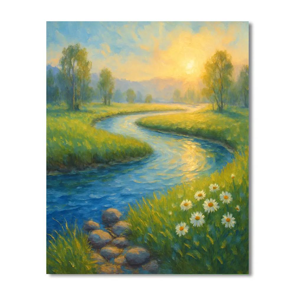 Sunrise Mist Over The Sapphire River Bend DIY paint by numbers