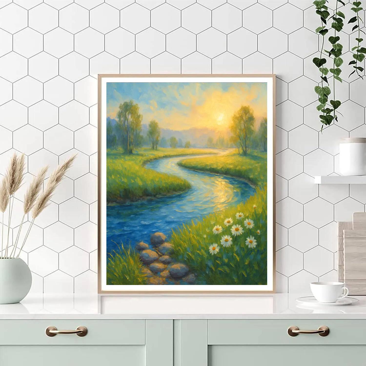 Sunrise Mist Over The Sapphire River Bend DIY paint by numbers