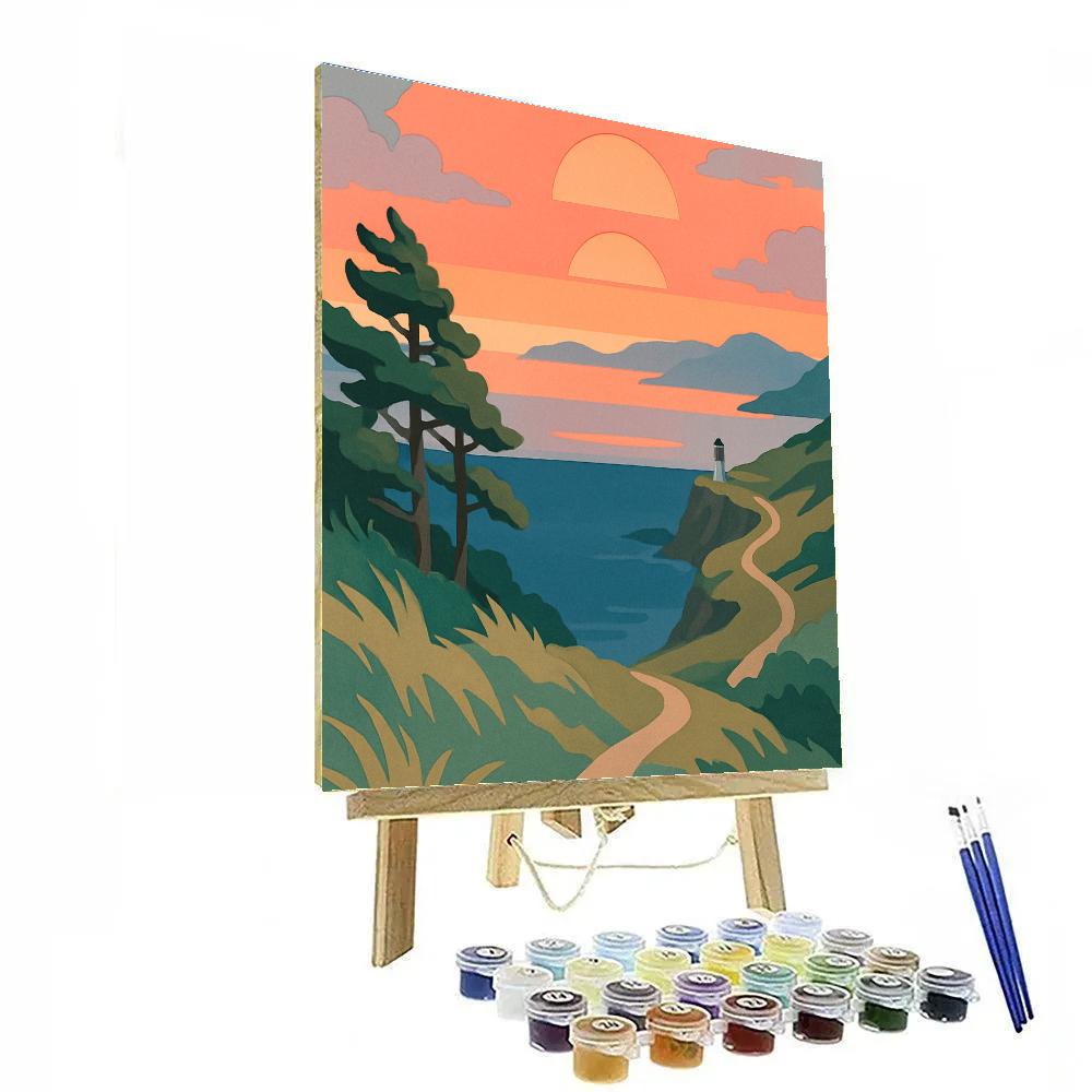 Landscape Crafted Coastline Of Twin Sunsets paint by number