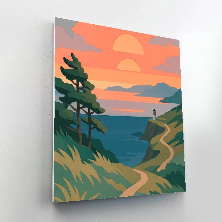 Landscape Crafted Coastline Of Twin Sunsets paint by number