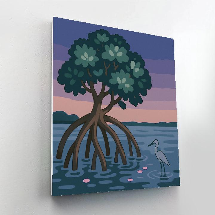 River Delta At Dusk With Mangrove Tree paint by number