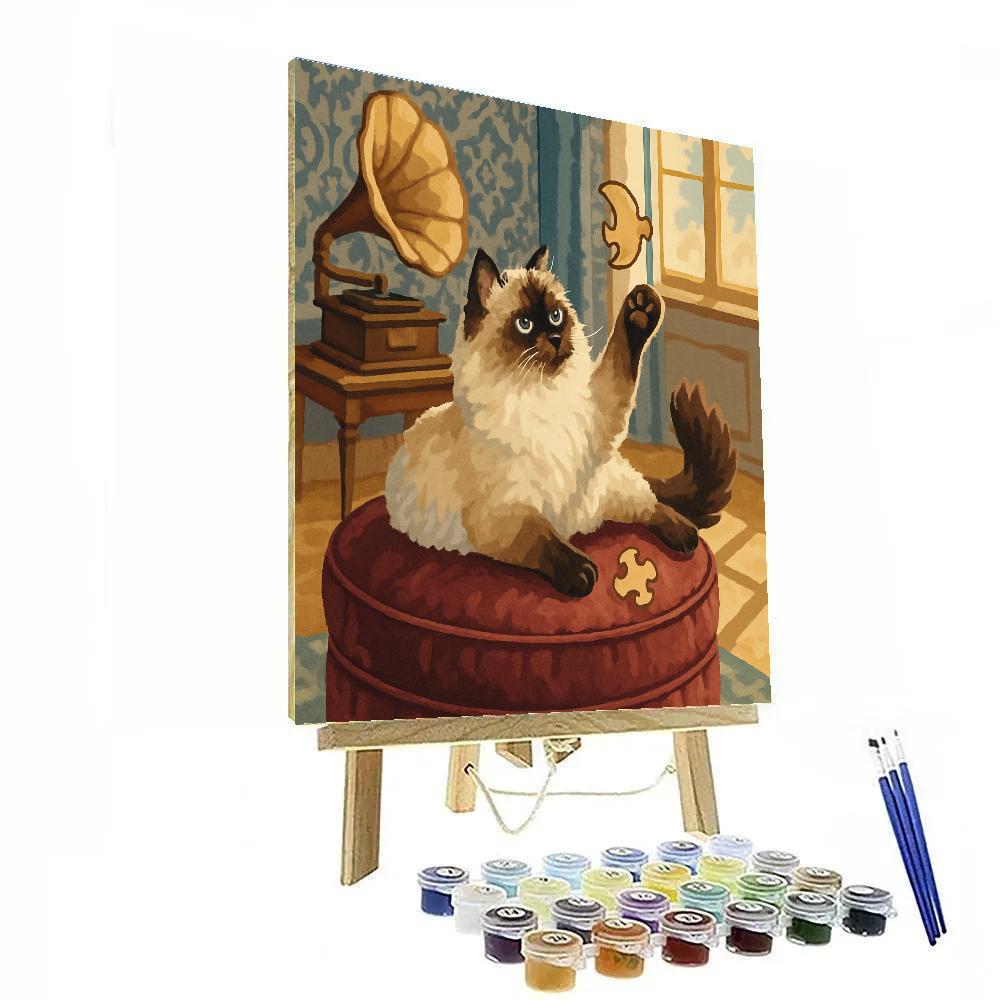 Parlor Puzzle With Cat Companion paint by color