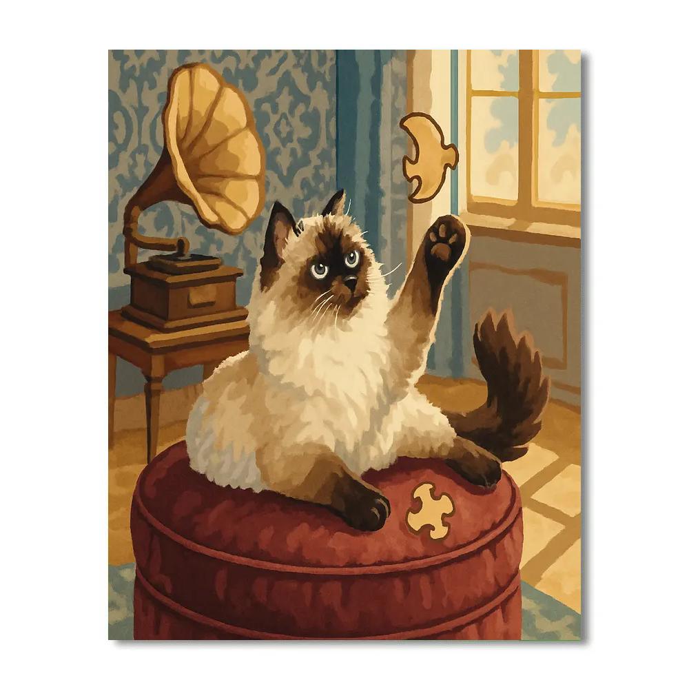 Parlor Puzzle With Cat Companion paint by color