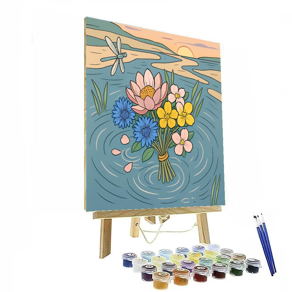 River Delta Bouquet With Flowers paint by number