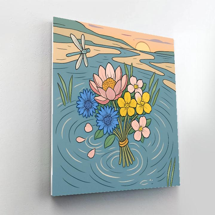 River Delta Bouquet With Flowers paint by number