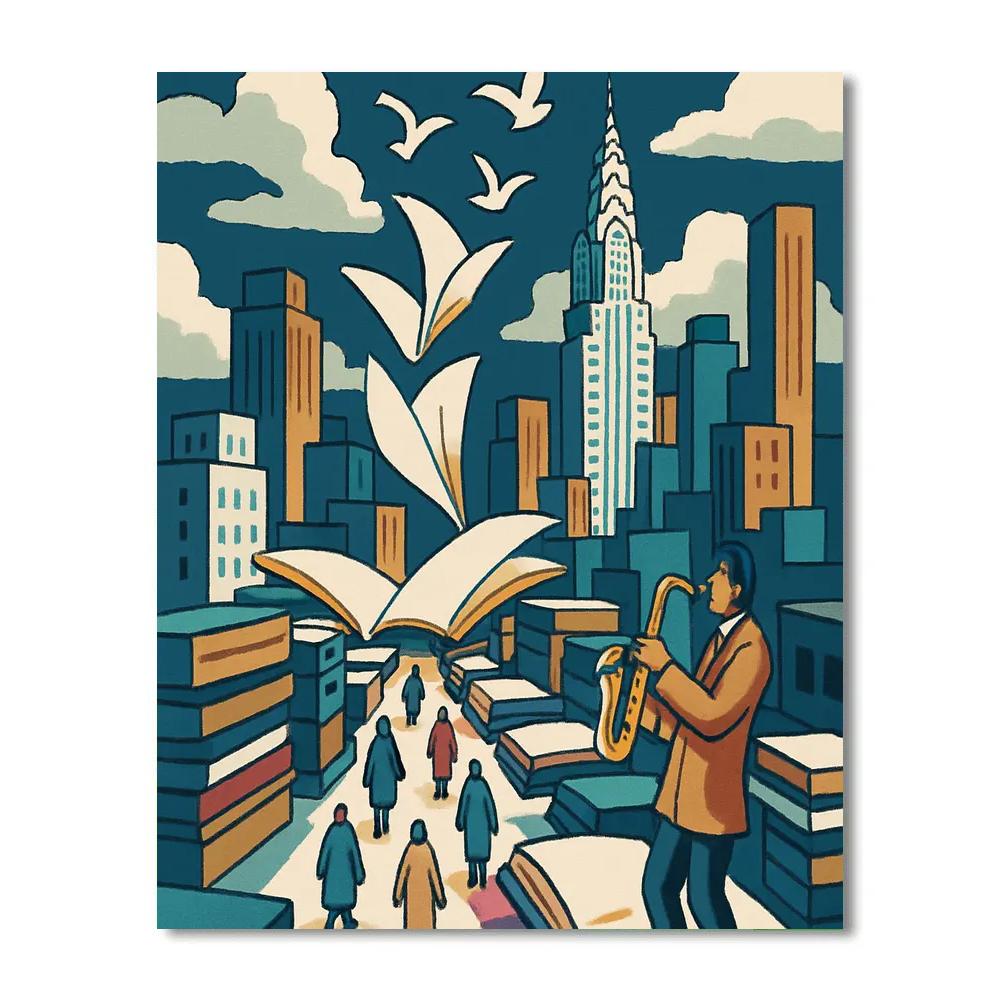 New York Sky Library Rooftop Parade paint by numbers