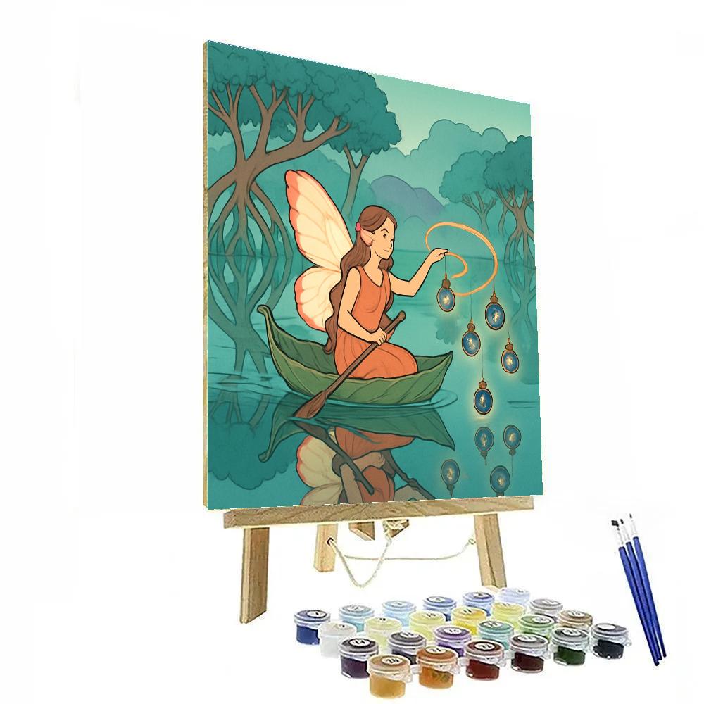 Mirror Lagoon With Fairy Lanterns Paint by numbers art